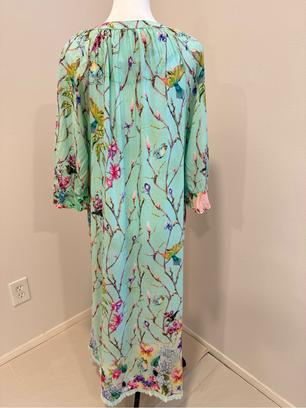 Lulalife Floral Whimsical Boho Artsy Midi Tunic Dress L - Picture 6 of 8